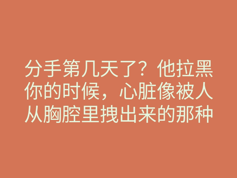 分手第几天了?他拉黑你的时候,心脏像被人从胸腔里拽出来的那种窒息感,是没经历过的人永远无法理解的。当