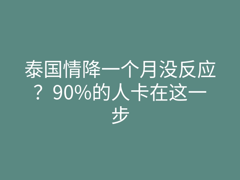 泰国情降一个月没反应?90%的人卡在这一步
